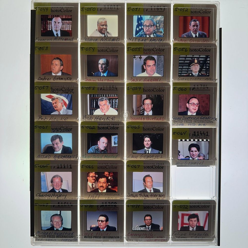 Lot 335: Collection of Vintage World Political Leader Press Photo Slides Saddam Hussein