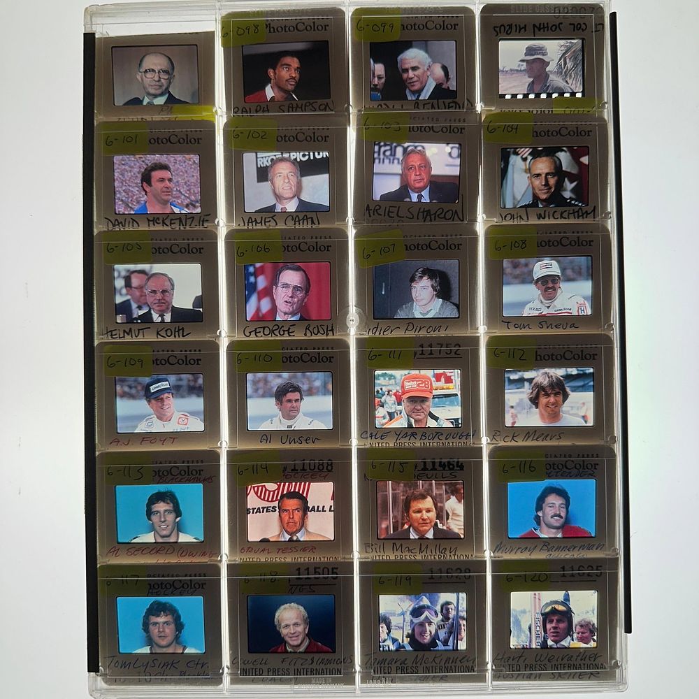 Lot 342: Collection of AP Press Photo Slides George Bush James Caan Ariel Sharon Sports Personalities