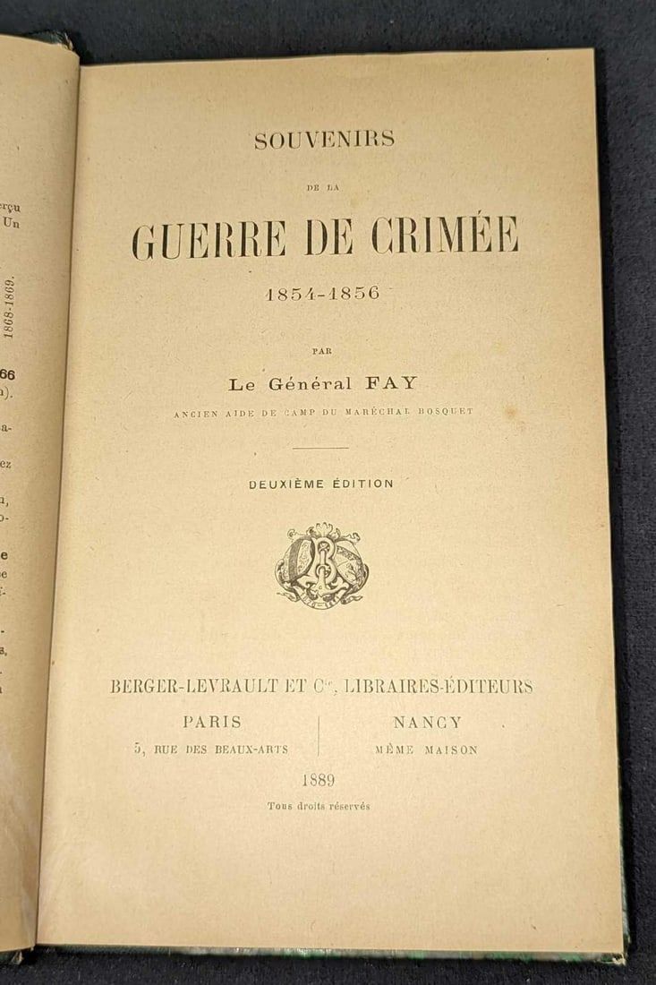 Lot 345: 1889 Souvenirs De La Guerre De Crimee Hardcover