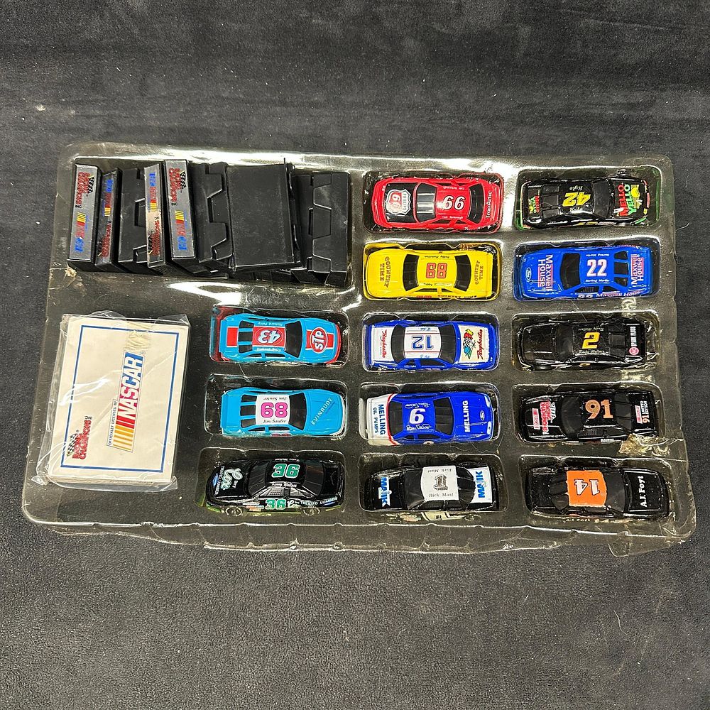 Lot 346: Racing Champions NASCAR Die Cast Car Set With Black Display Stands