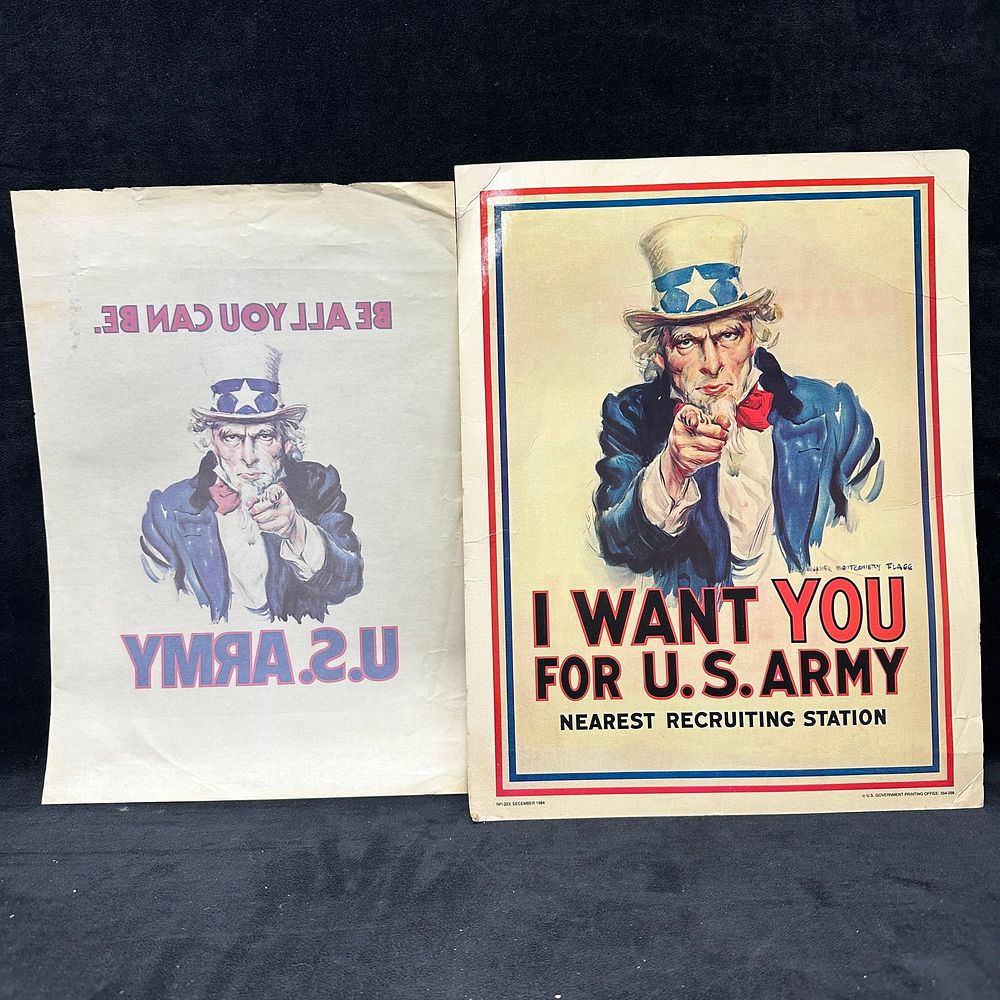 Lot 347: Vintage I Want You For US Army Uncle Sam Heat Transfer Poster