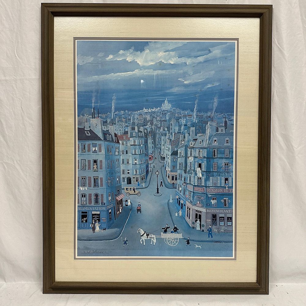 Lot 348: Michel Delacroix Paris Street Scene Framed Print Montmartre Titled