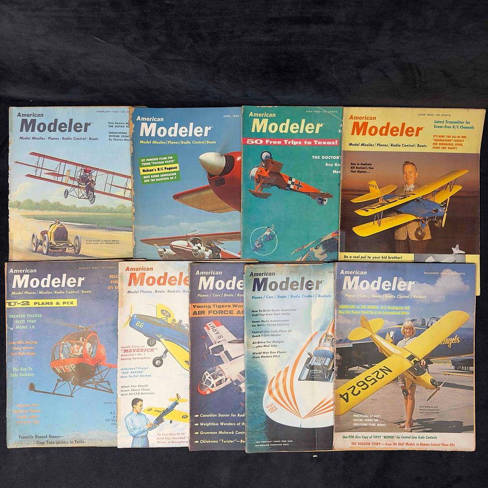 Lot 434: American Modeler Magazine Model Planes Boats 1960 Lot of 9 Nine Magazines Collection Set