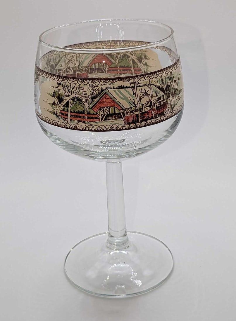 Lot 462: Covered Bridge Friendly Village Glassware Goblet