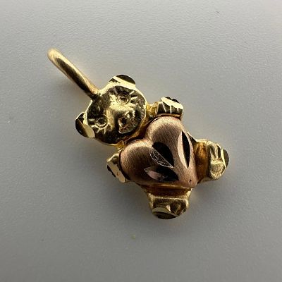 14K Yellow Rose Gold Teddy Bear Pendant Michael Anthony MA. This item is in good pre-owned 