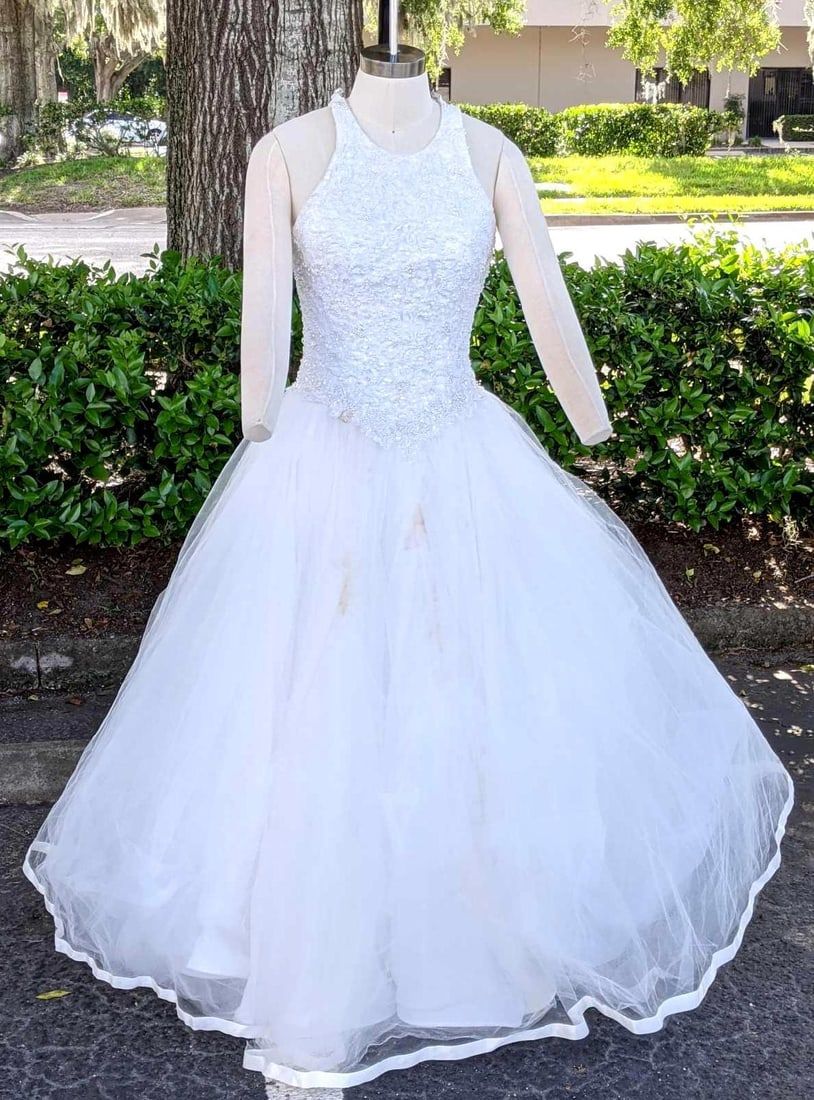 Lot 467: Wedding Dress White Beaded Wedding Dress