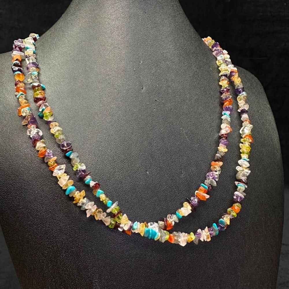 Lot 485: Sterling Silver Multi-Stone Necklace