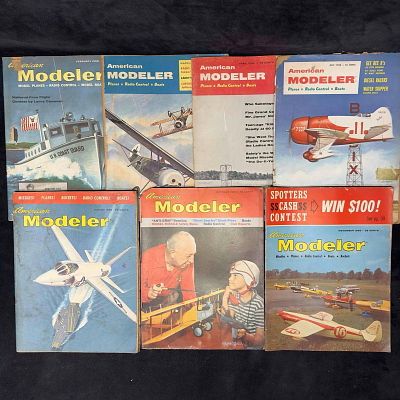 American Modeler Magazine Model Planes Boats 1958 Lot of 7 Seven Magazines Collection Set. The 