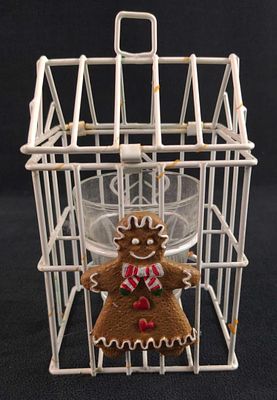 White Wire Gingerbread Candle Holder. Here is a white metal wire Gingerbread 'house' candle 