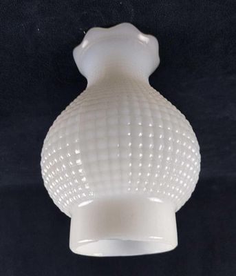 Vintage Hobnail Milk Glass Ruffle Hurricane Shade B. Vintage Hobnail Milk Glass Ruffle 