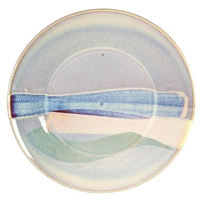 Large Blue & Green Pottery Plate Platter. Large Pottery Plate Platter. Is approx 15" x 15" x 2" 