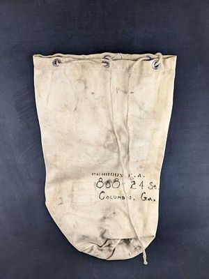 Vintage Military Belongings Sack This is a sack that seems to be a belongings sack that 