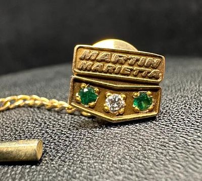 14k Gold Diamond Martin Marietta Service Pin. This piece of jewelry has been tested and 