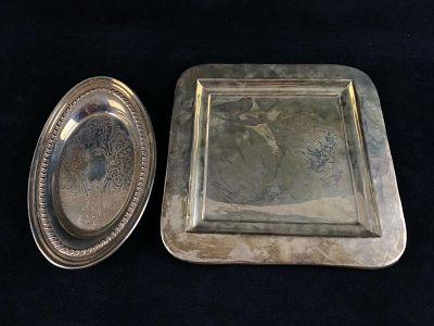Vintage - Antique Lot of Oval & Square Silver Plated Serving Dishes. Vintage - Antique Lot of 