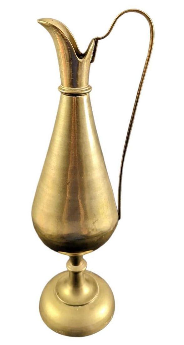 Lot 487: Vintage Brass 14 1/2" Indian Pitcher