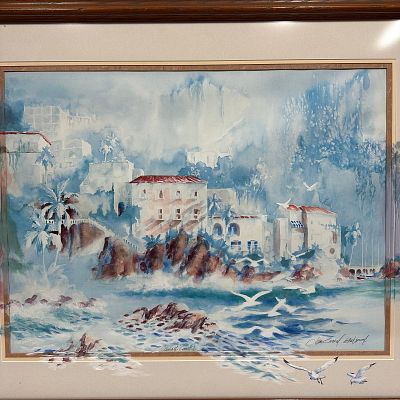 Jim Gerard Amalfi Coast Italy Artist Proof Signed Framed Art Watercolor Painting. Framed print 