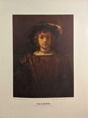 A Charming Portrait by Rembrandt Artist's Son Titus Print Booklet. A "Charming Portrait" by 
