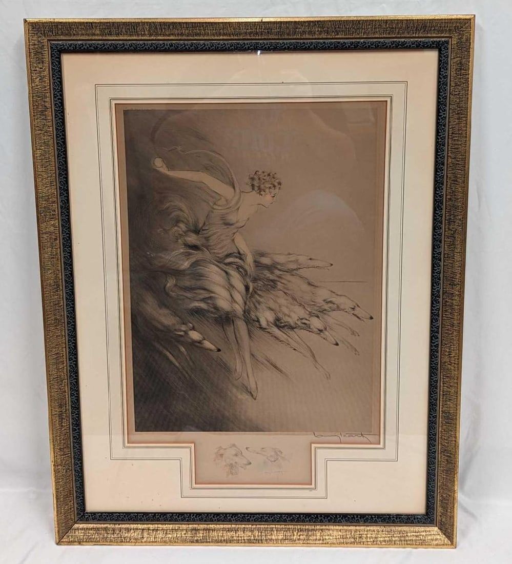 Vintage Louis Icart Double Signed Zest With Remarque. This is approx 24" x 1 1/4" x 31 3/8" and 