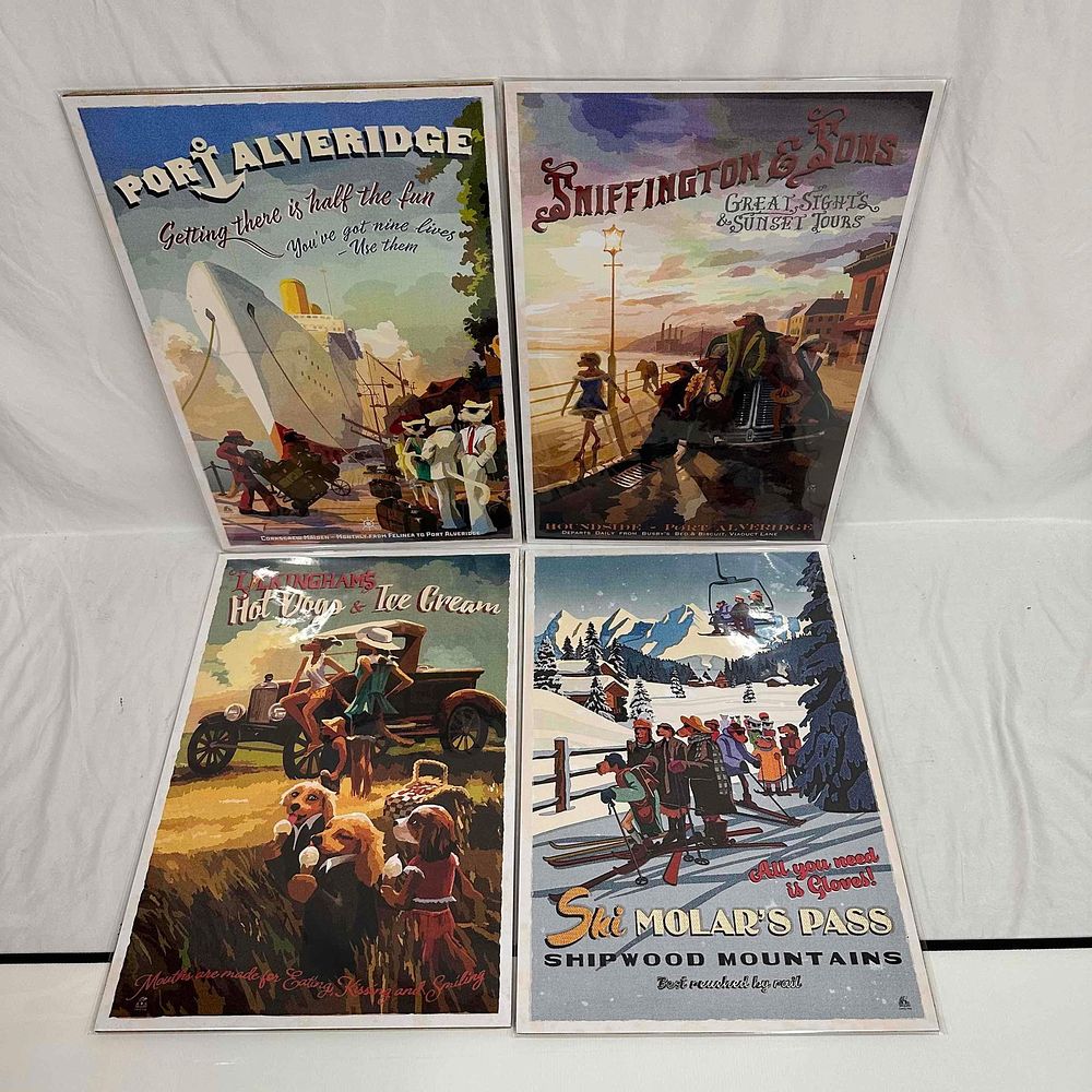 Vintage Style Lonely Dog Series Ivan Clarke Four Poster Set Screen Print Posters. These small 