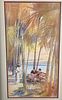 Framed Tropical Beach Art Print. This is a nice print of a watercolor painting. The image shows Image - 1
