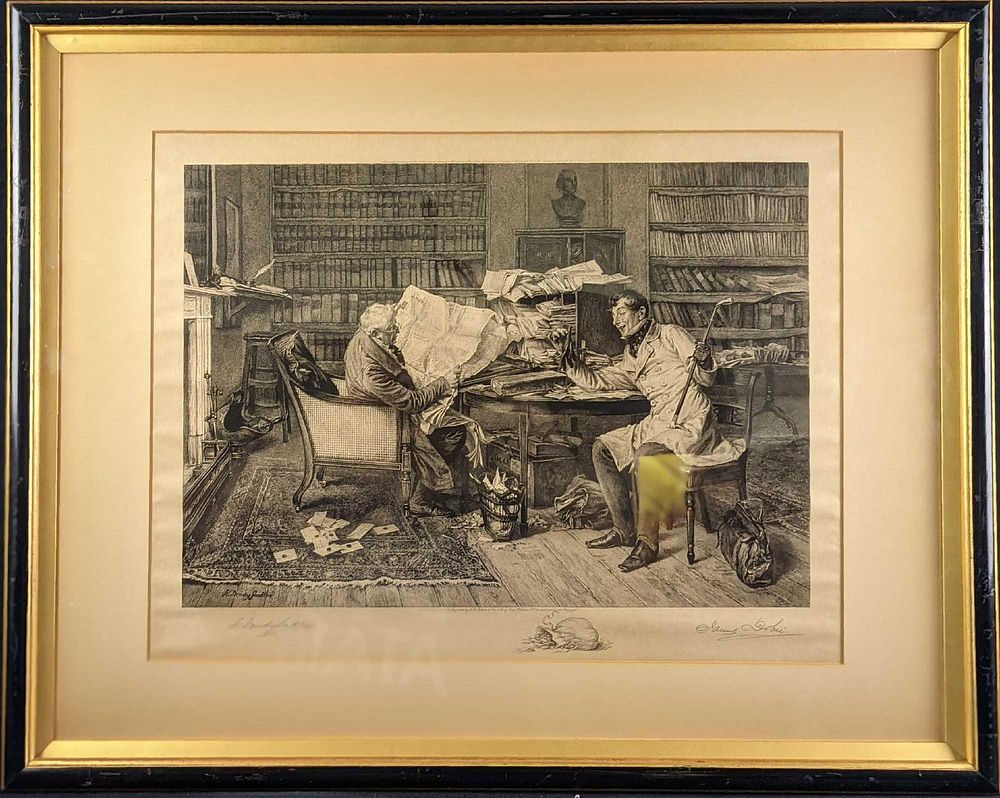 James Dobie "A Little Mortgage" Engraving After Walter Dendy Sadler. A Little Mortgage antique 