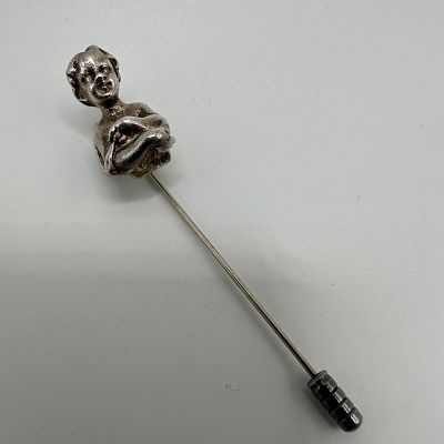 Gorham Sterling Silver Cherub Angel Lapel Hat Pin. This item is in good pre-owned, previously 