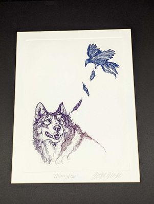 Chelsea Smith Signed Matted Wolf Morrighan Print. The matted print is approx 16" x 20" and it 