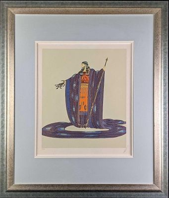 Framed Erte Zeus Serigraph Embossed With Gold/Silver Foil LE Artist Proof. Erte" Zeus"-1981 