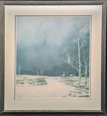 Framed Herb Jones LE Winter Scene Print. The print was not numbered, but it was limited to a 