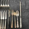 Silver Plated Silverware Set Forks Knives Spoons Lot of 17 Seventeen. Each piece has a unique Image - 2