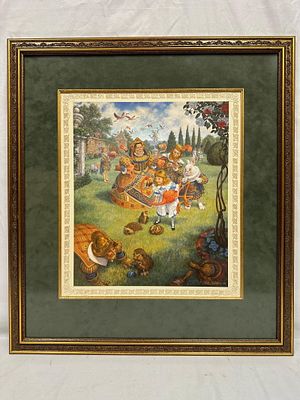 Scott Gustafson The Queen's Croquet Ground Signed Numbered Limited Print Framed. Framed limited 