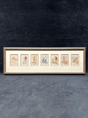 Framed Golf-Themed Seven Ages of Man Golf Art Print Series. Decorative framed print set 