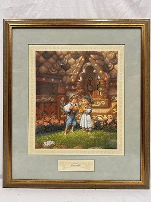 Scott Gustafson Hansel and Gretel Hand Signed and Numbered 809 of 3000 Art Print. Framed limited 