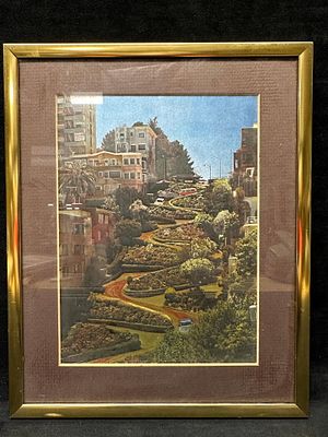 Framed San Francisco Lombard Street Foil Metal Etching Style Art Print. Framed art print 