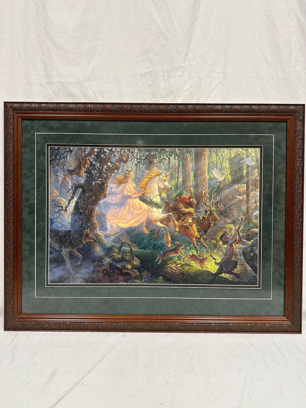 Scott Gustafson The Maiden and the Unicorn Signed and Numbered Greenwich Workshop Print. Framed 