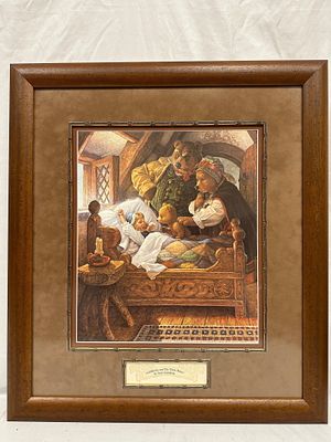 Scott Gustafson Goldilocks and the Three Bears Signed and Numbered Framed Print. Framed limited 