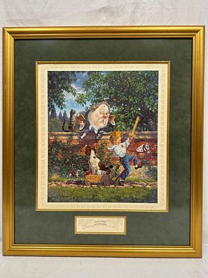 Scott Gustafson Humpty Dumpty Signed and Numbered Print Framed. Framed limited edition print 