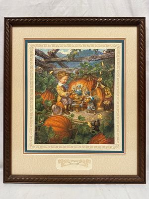 Peter Peter Pumpkin Eater Signed and Numbered Art Print by Scott Gustafson. Framed limited 