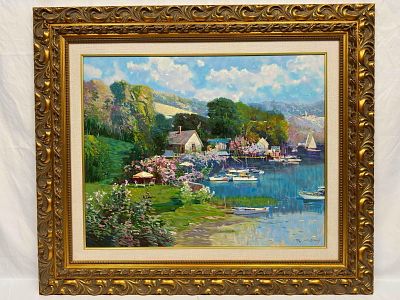 Ming Feng Lake Shore Limited Edition Print on Canvas Numbered 83/95 Hand Signed Framed Art R92. 