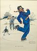 Vintage Framed Norman Rockwell Winter Print. The framed print is approx 17 1/2" x 3/4" x 21 Image - 1