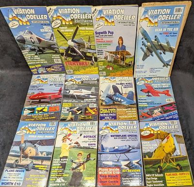 12 1990s Aviation Modeler Magazines. Each of the magazines are approx 8 3/4" x 1/8" x 11 7/8" 
