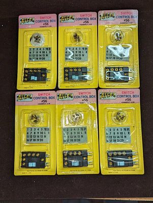 6 Vintage Sealed Atlas Switch Control Boxes #56 A. Each is approximately 3" x 1/4" x 6" and the 