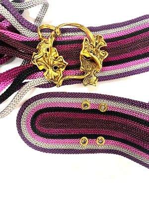 Purple Shades Belt & Gold Colored Belt Buckle. This lot contains a Purple Shades Belt &amp; Gold 