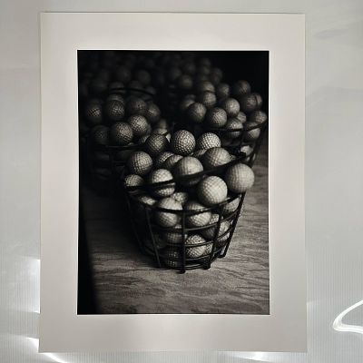 Michael Faye Buckets of Golf Balls Black and White Photograph Fine Art Print. Black and white 