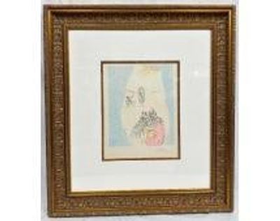 Thalie By Salvador Dali. Etching with hand-coloring titled "Thalie" by Salvador Dali from the 