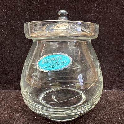 Baldwin Sterling Hand Made Crystal Floral Motif Jar with Sterling Silver Lid. This item is in 