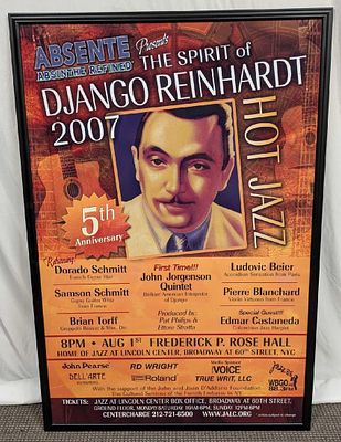 Framed Large Spirit Of Django Reinhardt Concert Poster. This was sponsored by Absente. The 