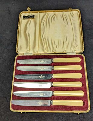 6 Joseph Elliot & Sons Celluloid Handed Knives. 6 Joseph Elliot &amp; Sons Celluloid Handed 