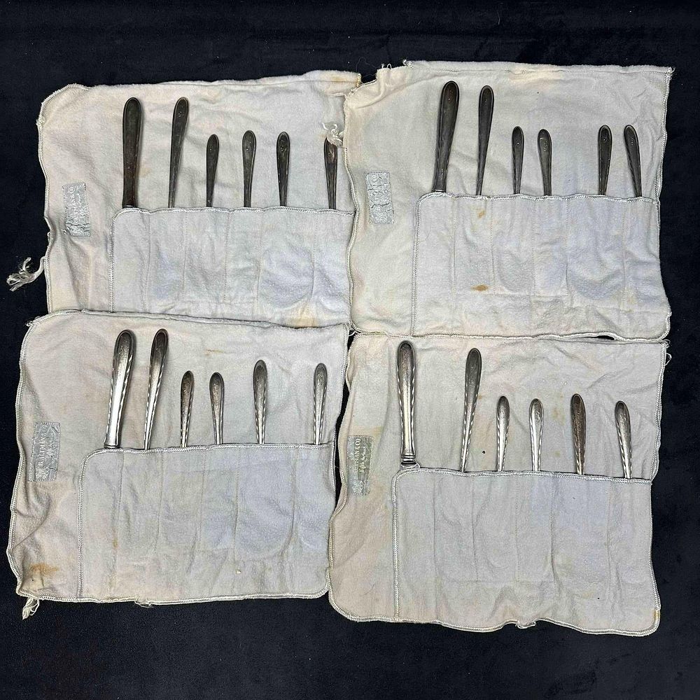 Towle Silver Flutes Silverware Place Setting Fork Spoon Knife Sterling Silver Utensils Y Monogram. 