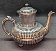 Vintage Gorham Silverplate Ribbed Pattern Teapot. Pattern #730. "Silver soldered". Is marked Image - 1